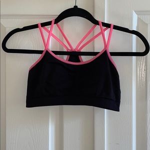 NWOT Pink Double Strap Black Runch Sports Bra